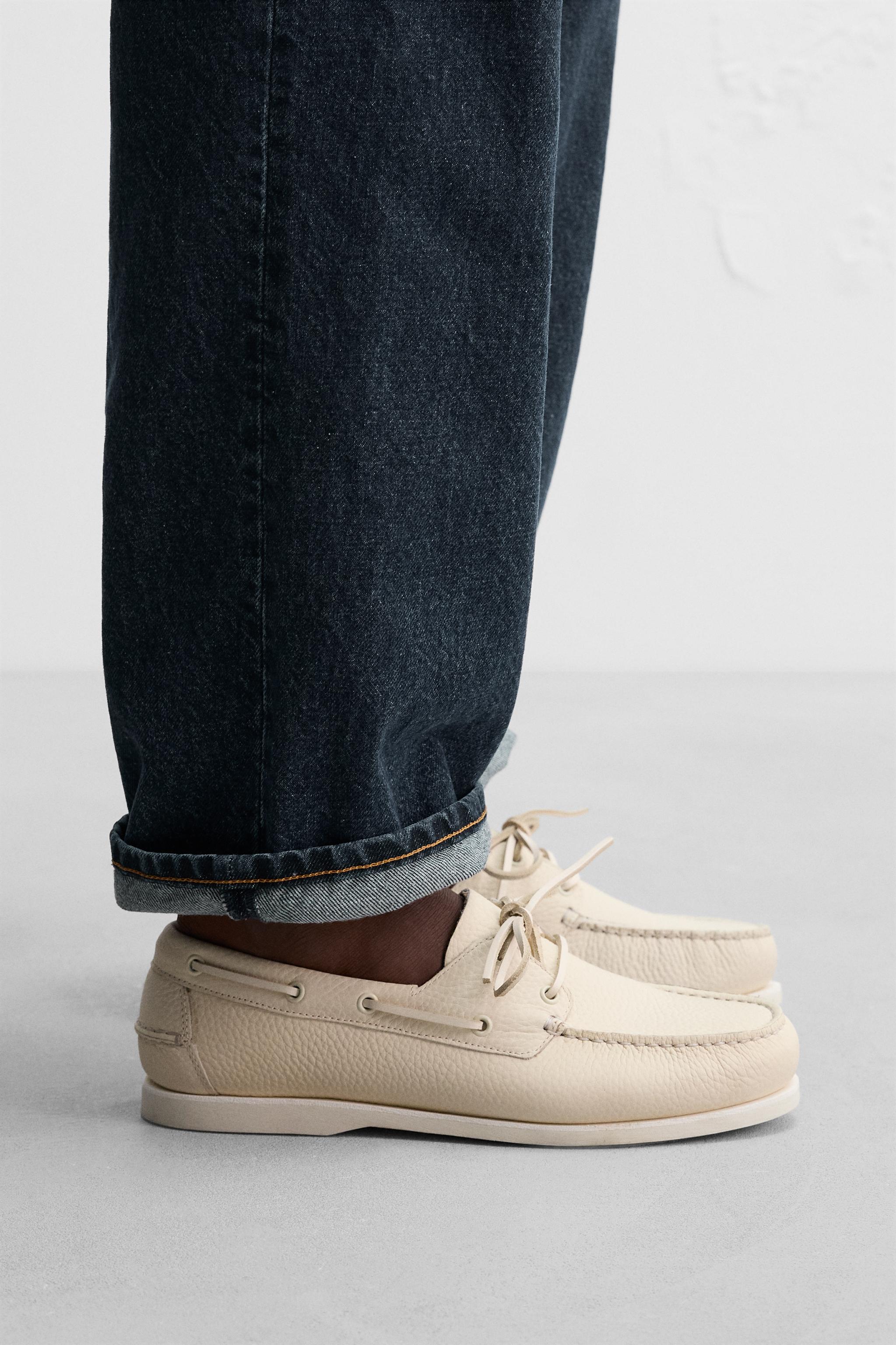 LIMITED EDITION LEATHER BOAT SHOES - White | ZARA United States