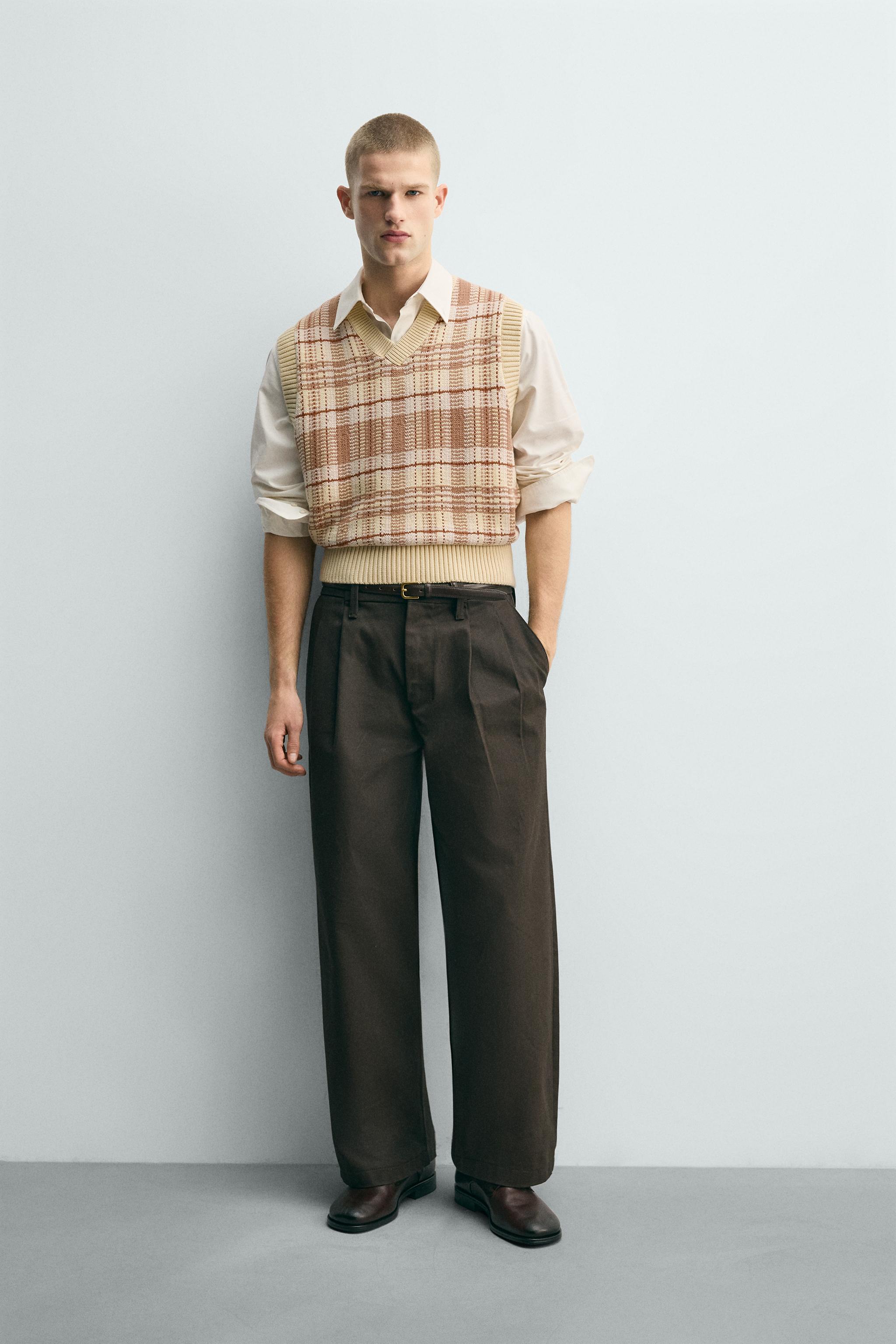 PLAID JACQUARD KNIT VEST - Yellow | ZARA Canada