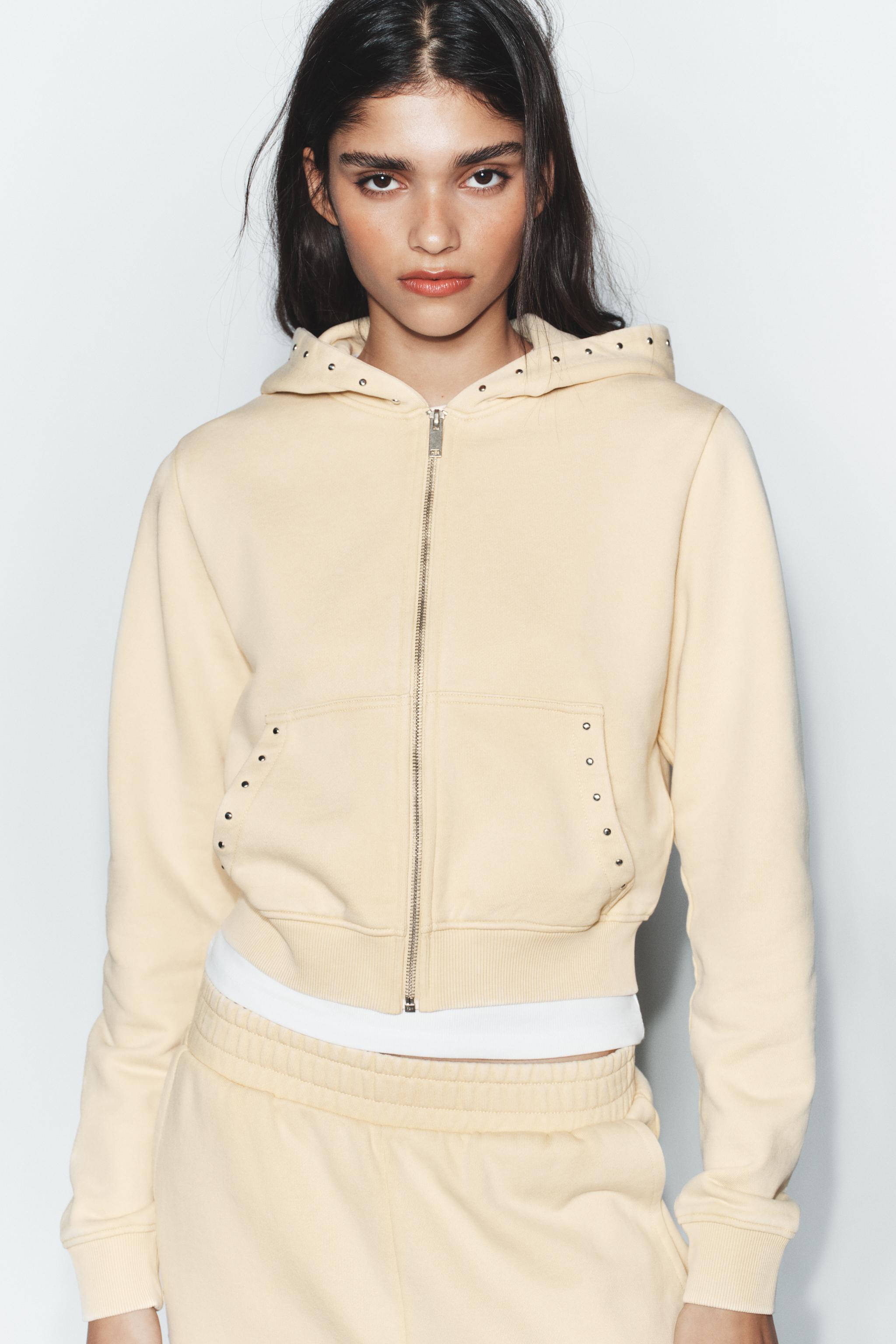 STUDDED HOODIE SWEATSHIRT - Butter | ZARA United States