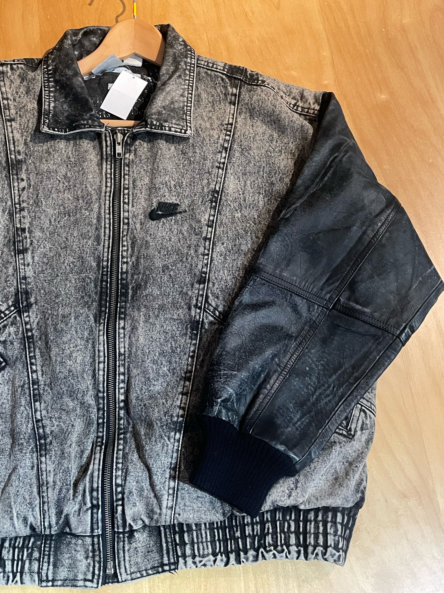 VINTAGE 90s NIKE FORCE DENIM ACID WASH LEATHER DAVID ROBINSON