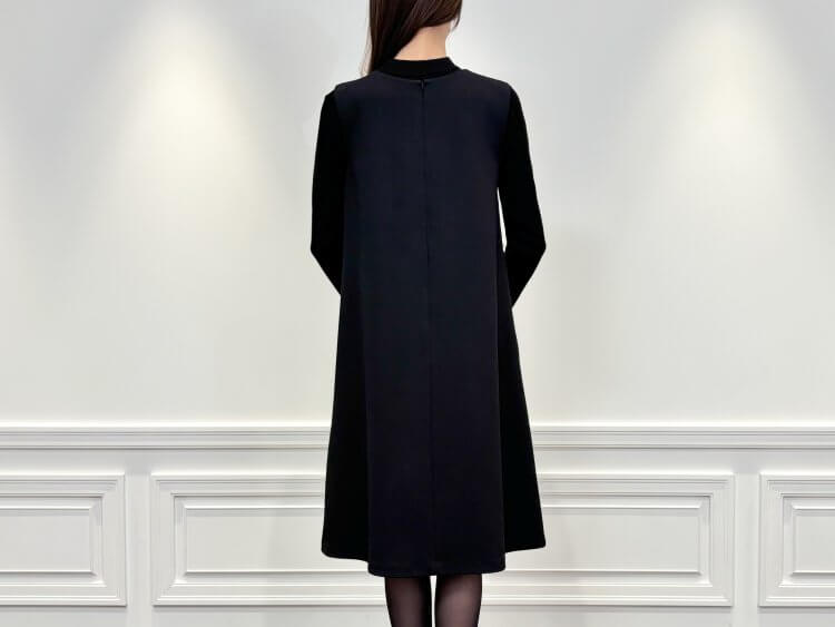 Mプルミエ ニットジョーゼットサイドパールボタンジャンパースカート