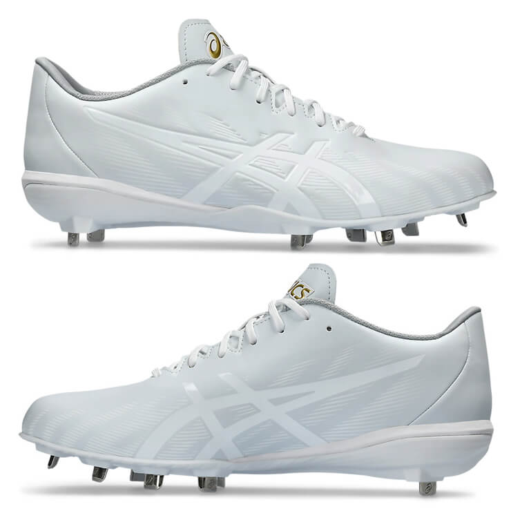 2024モデル】アシックス 野球 白スパイク 金具スパイク ゴールド