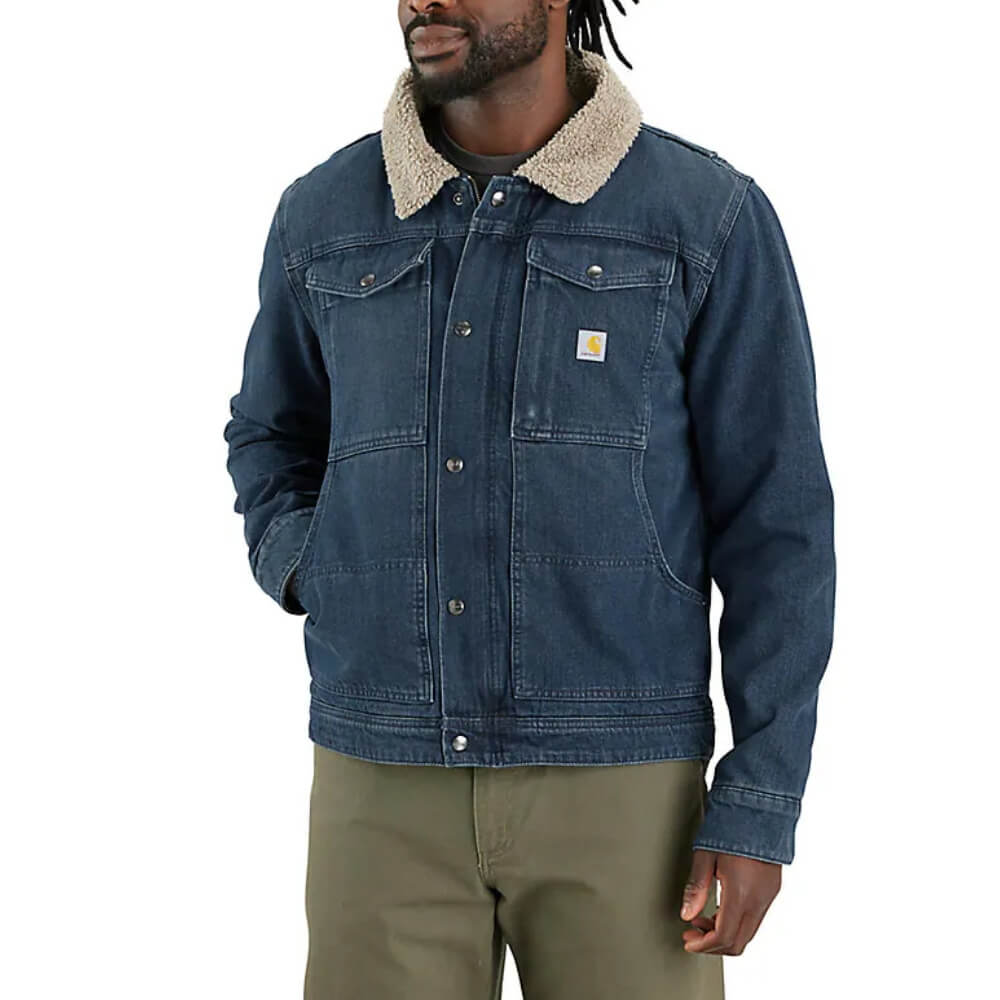 Carhartt Mens Denim Sherpa-Lined Work Jacket Beech