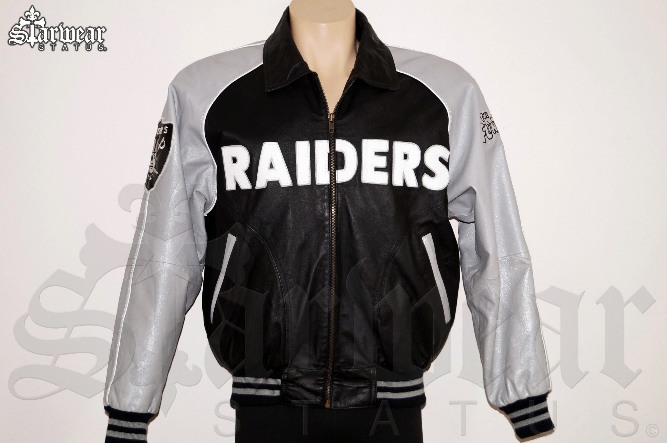 90s Flintstones LA Raiders Leather Bomber Varsity NFL Football