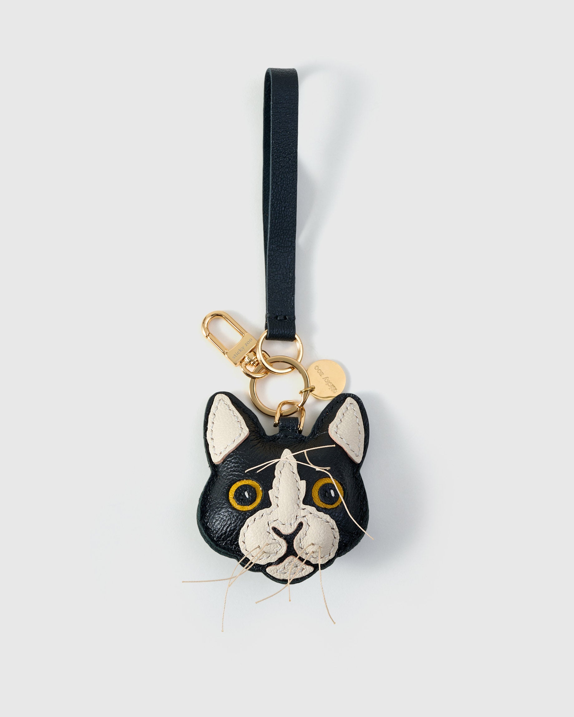 Tuxedo Cat Charm Premium Leather Bag Accessory & Keychain Gift