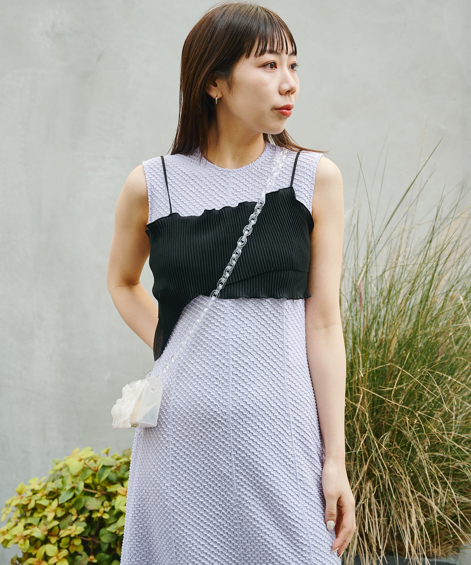 TODO WAVE SHEER CAMISOLE(FREE BLACK): kotohayokozawa: WOMENS