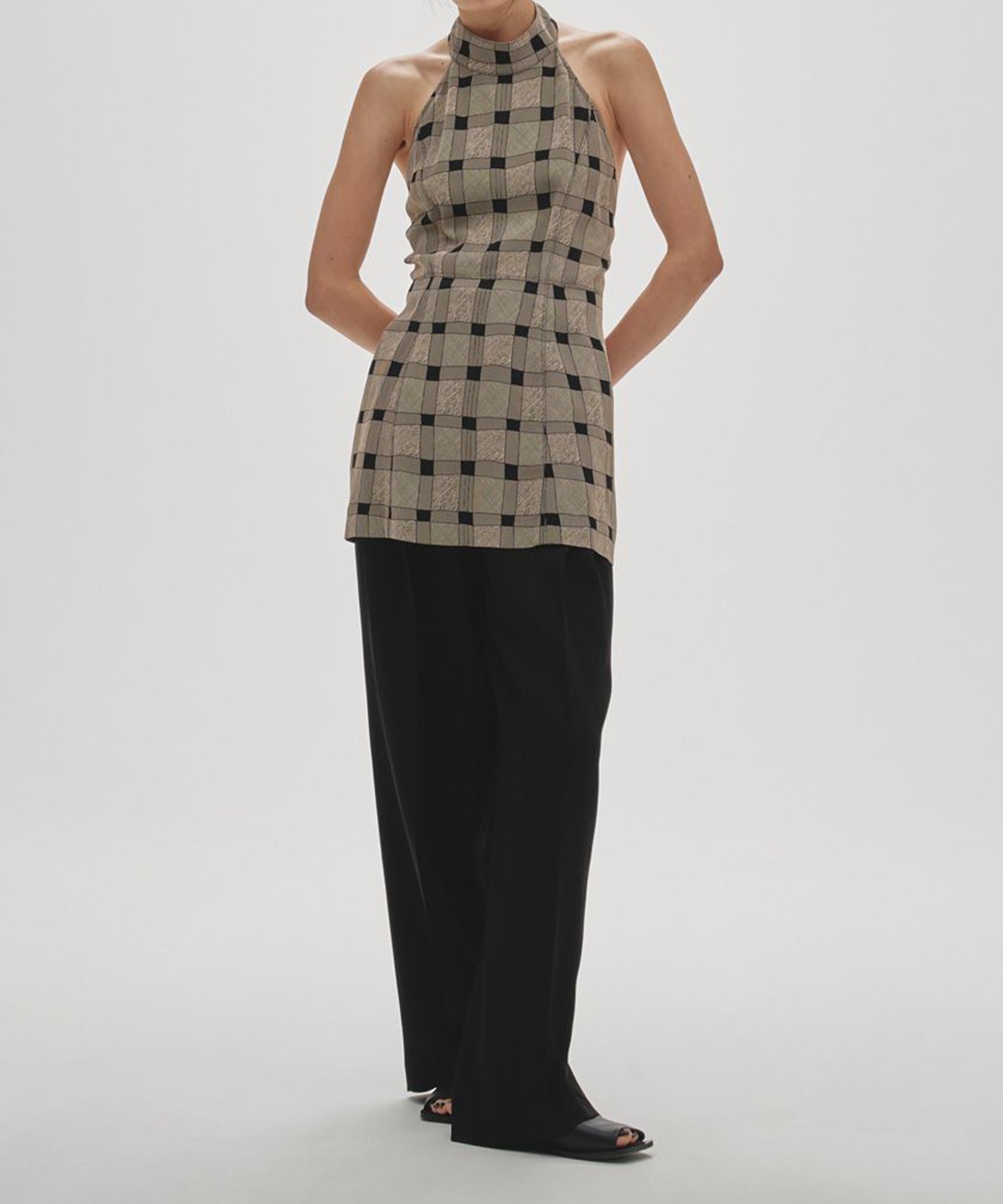 Halterneck Checkjaquard Top(FREE BLACK): TODAYFUL: WOMENS