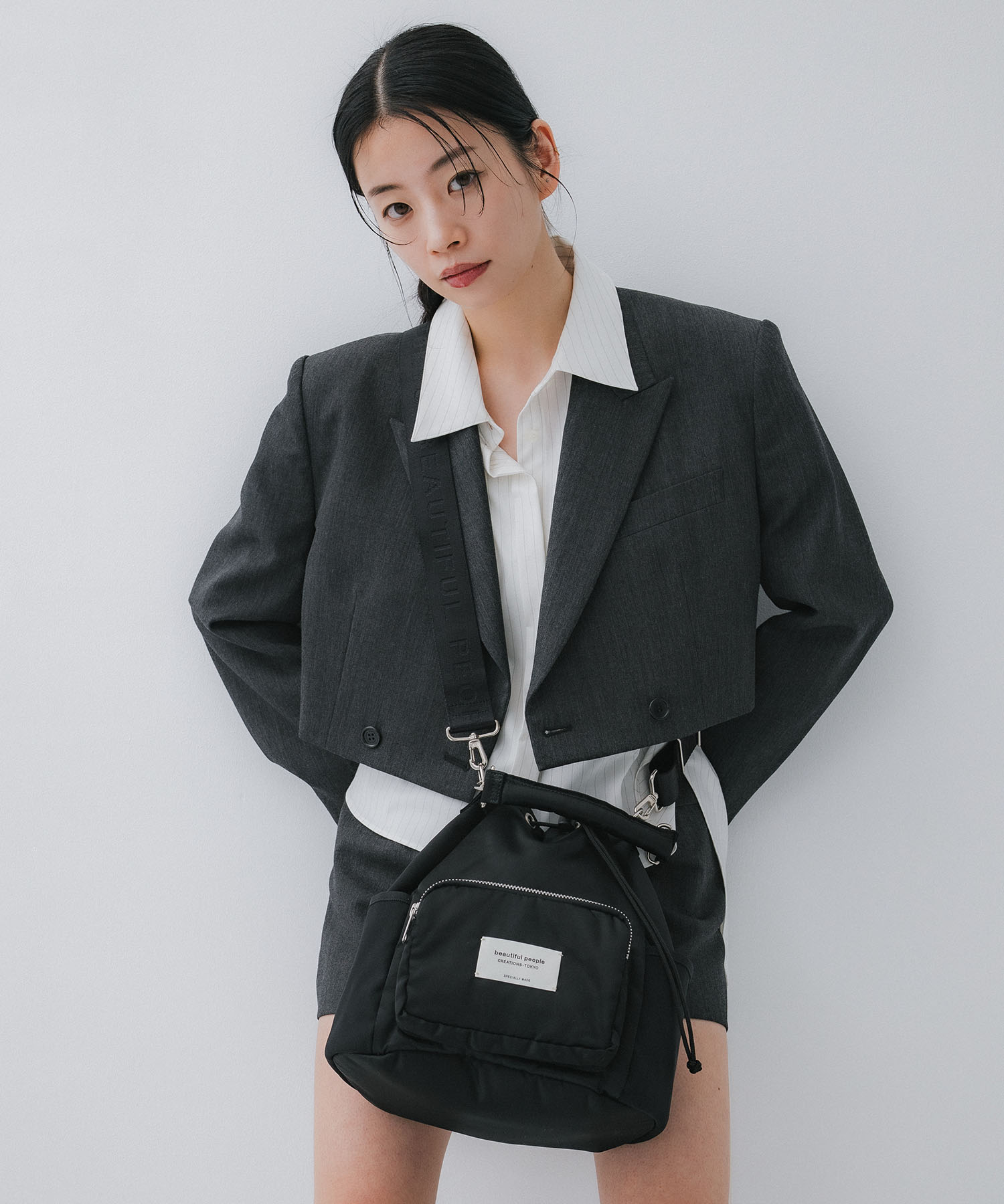 別注ナイロン巾着バッグ(FREE BLACK): beautiful people: WOMENS