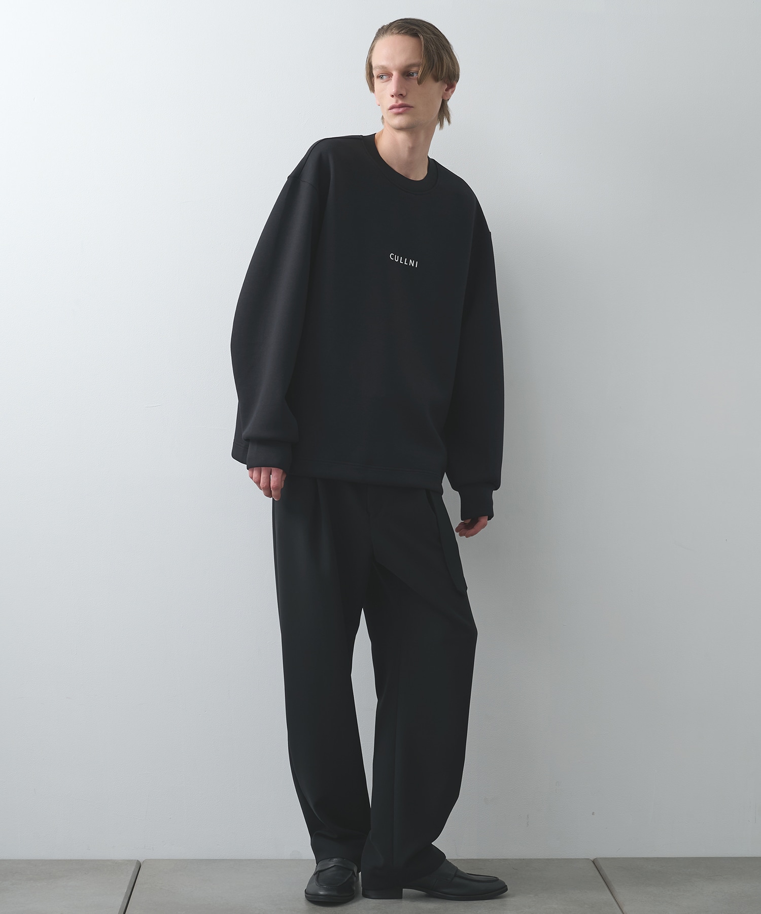 CULLNI Logo Embroidery Long Sleeve Pullover(1 BLACK): CULLNI: MENS