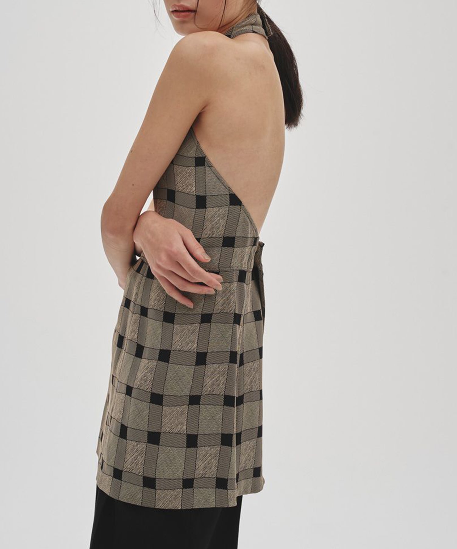 Halterneck Checkjaquard Top(FREE BLACK): TODAYFUL: WOMENS