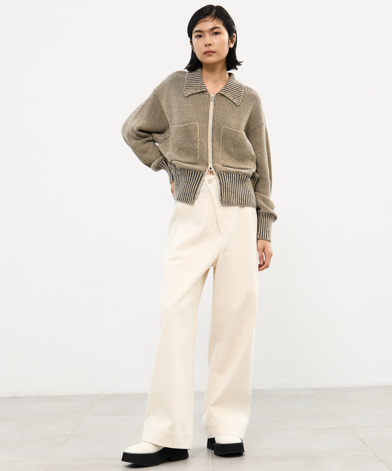 別注 ZIP CROPPED TOPS(0 KHAKI): WRAPINKNOT: WOMENS｜ STUDIOUS