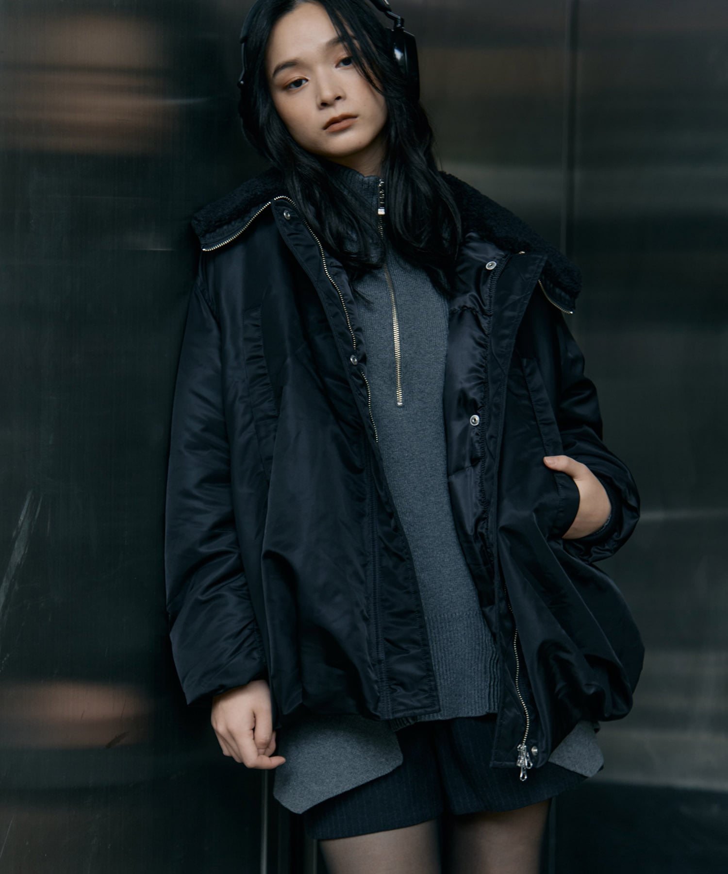 WEB限定復刻】別注BALLOON DESIGN HOODED N3B(1 BLACK): CLANE: WOMENS