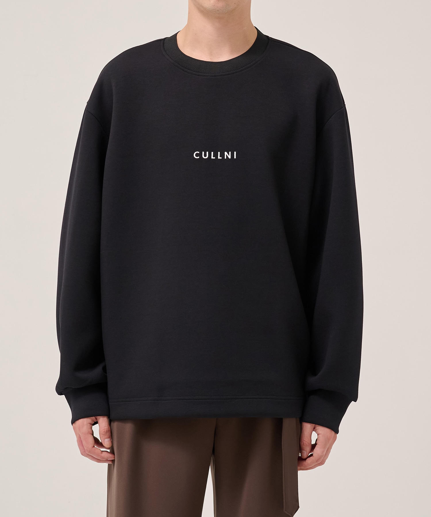 CULLNI Logo Embroidery Long Sleeve Pullover(1 BLACK): CULLNI: MENS