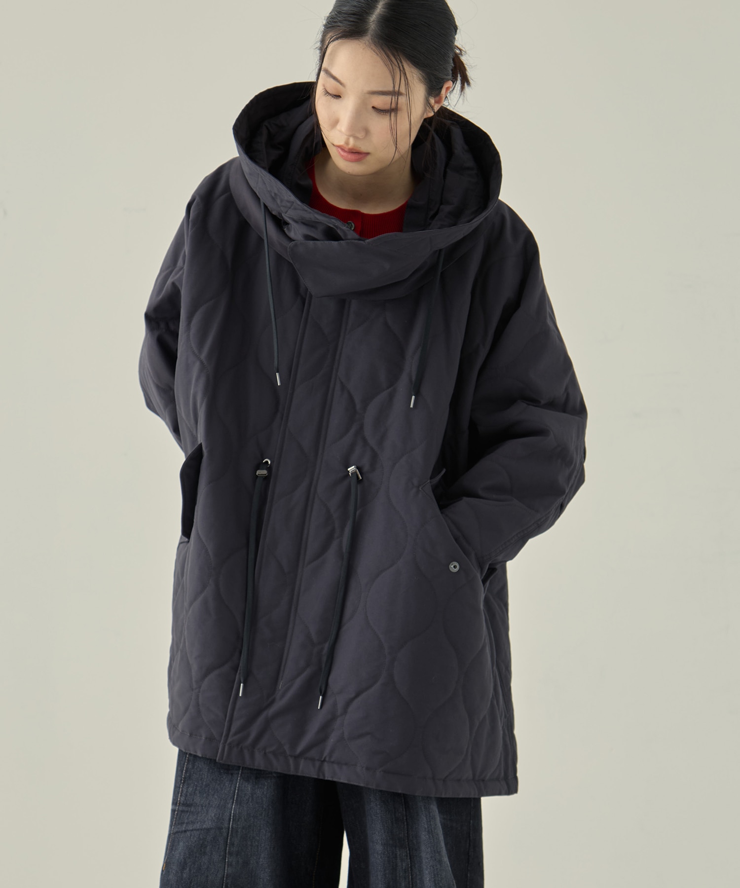 リサイクル60/40クロスキルティング モッズコート(FREE DARK GREY