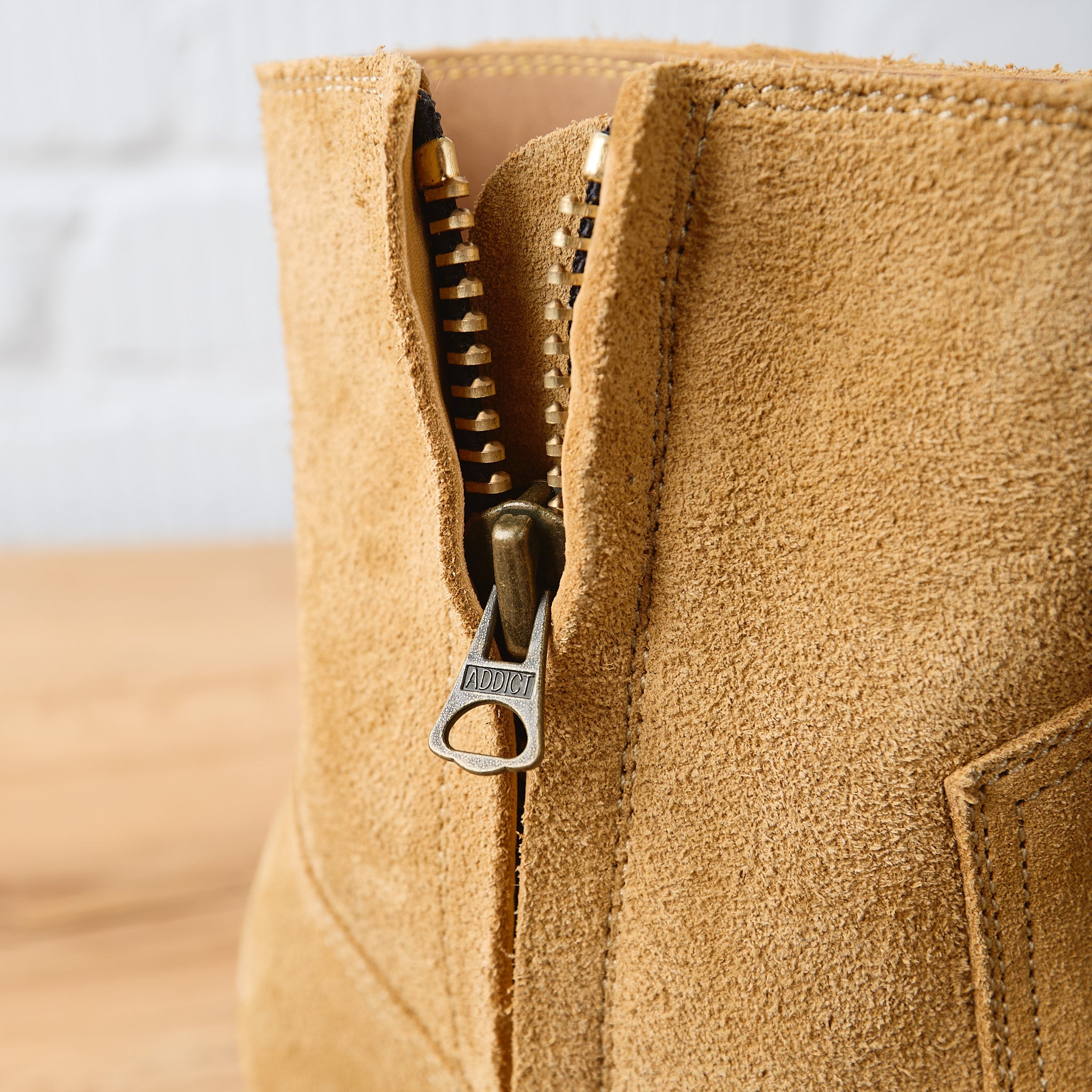 addict clothes | ab-05ss-cl steersuede zip western boots - mustard