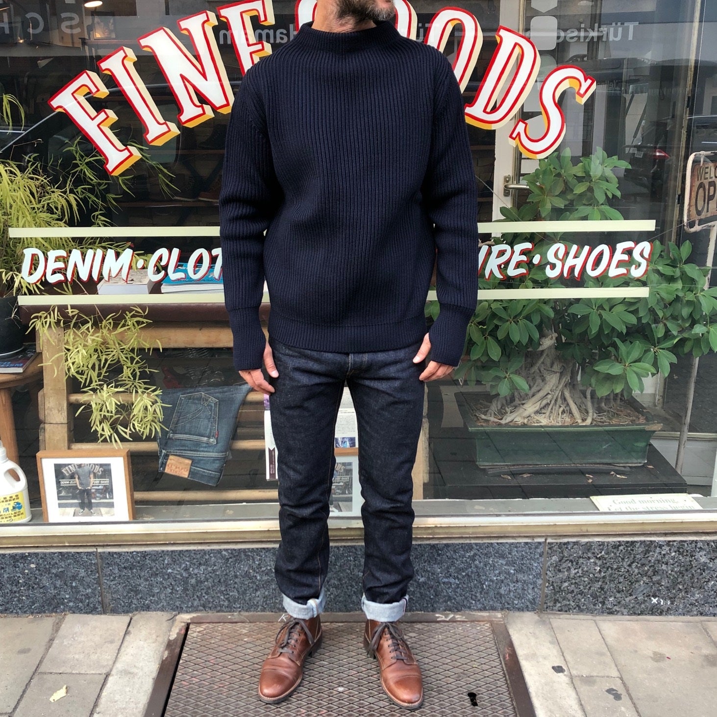 andersen-andersen | navy crewneck sweater navy blue – stuf|f-official