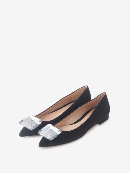 ビジューポインテッドトゥフラットシューズ（シューズ）｜Gianvito