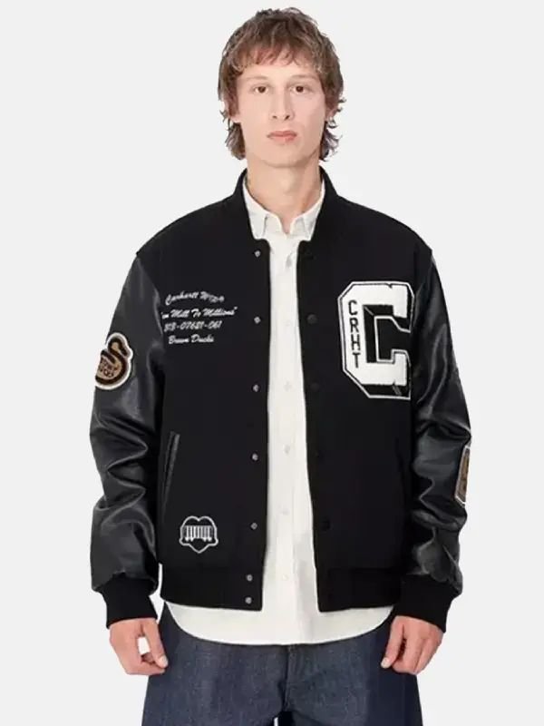 補正済】Carhartt WIP Varsity Bomber Jacket Black Carhartt WIP Work