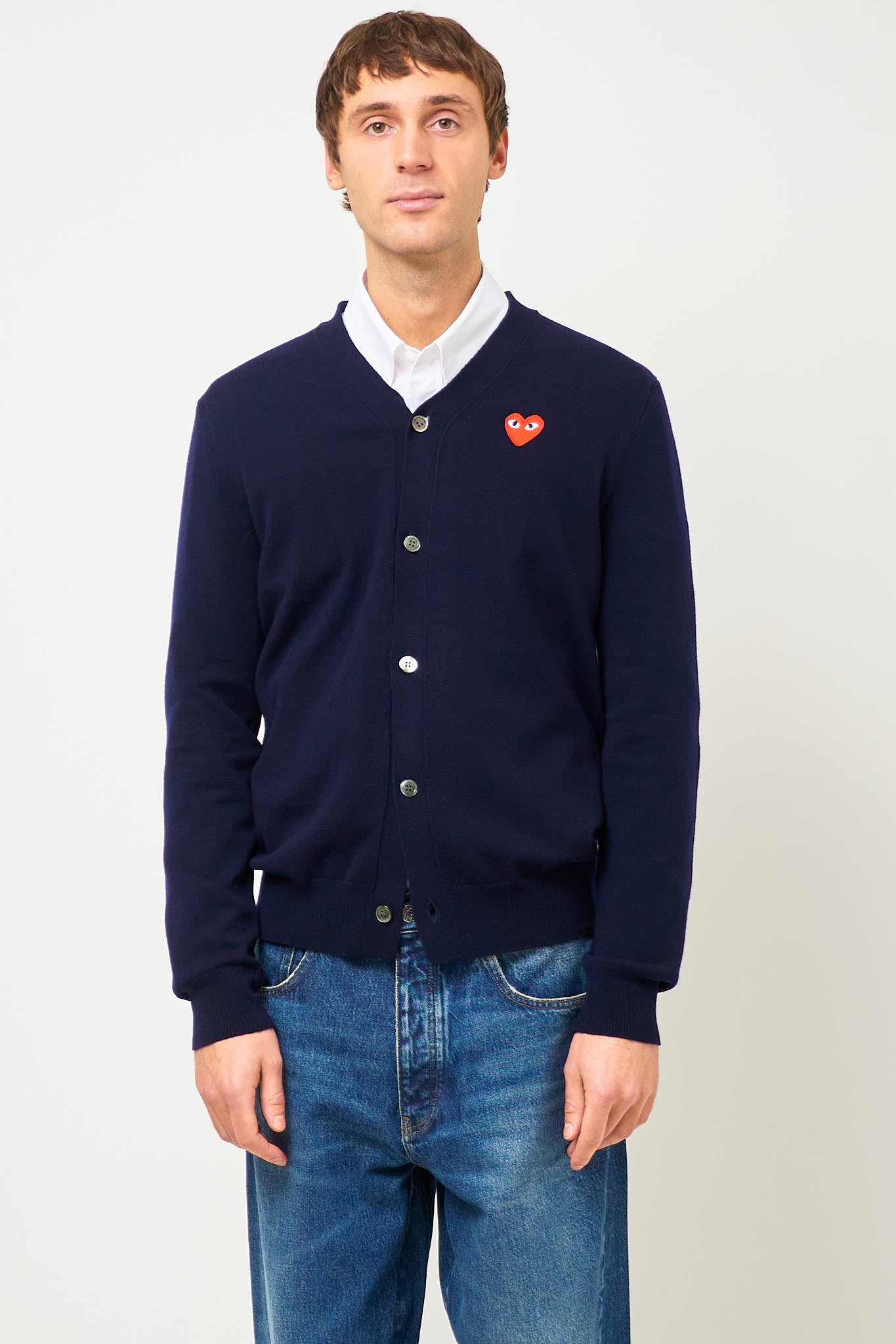 Comme des Garçons Play Red Heart Cardigan Navy – STRØM