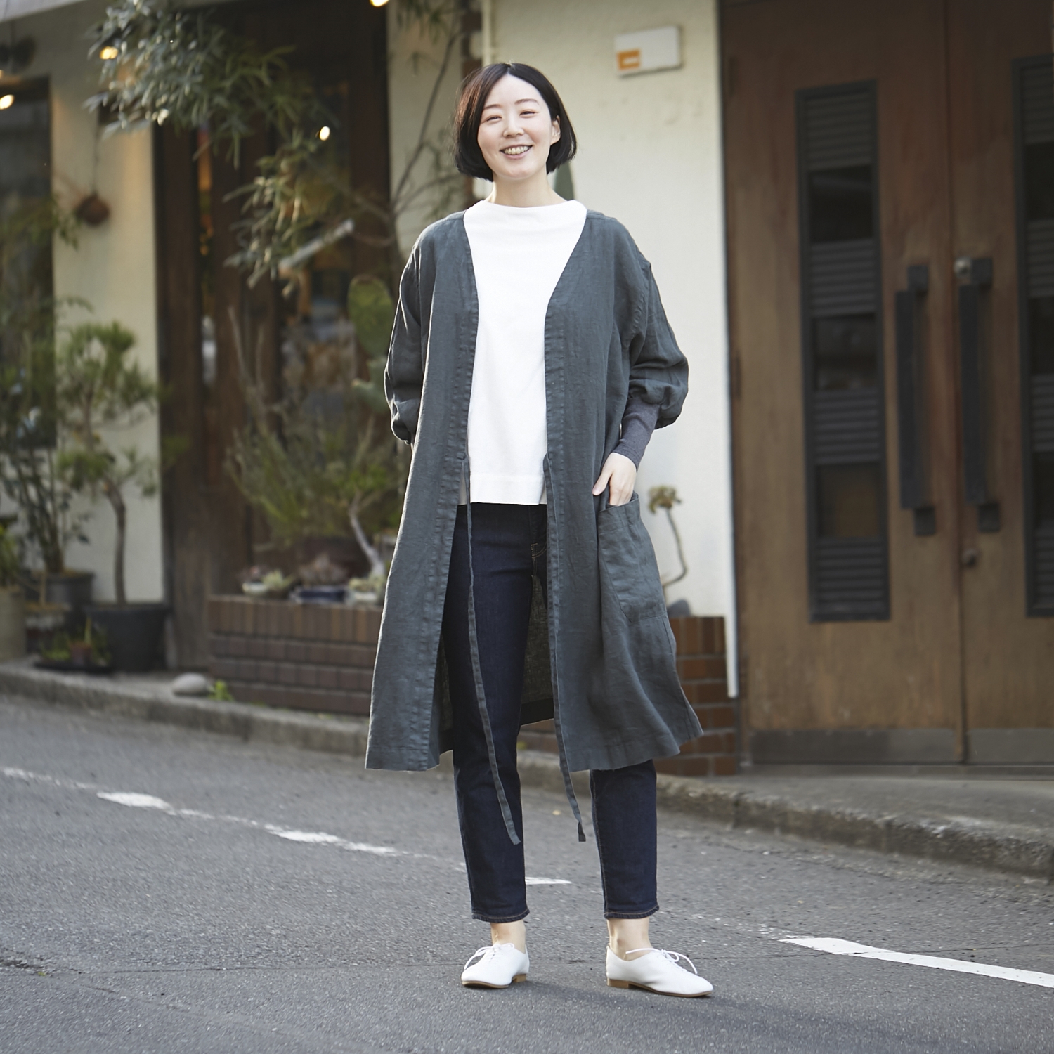 kapoc/割烹着 2nd -リネンの柔らかさを2WAYで楽しめる、年中快適な割烹