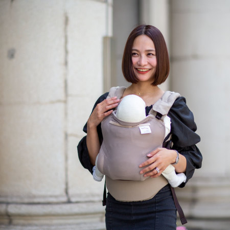 Mesh-LatteBeige|おしゃれで機能的な抱っこ紐・おんぶ紐[sun&beach