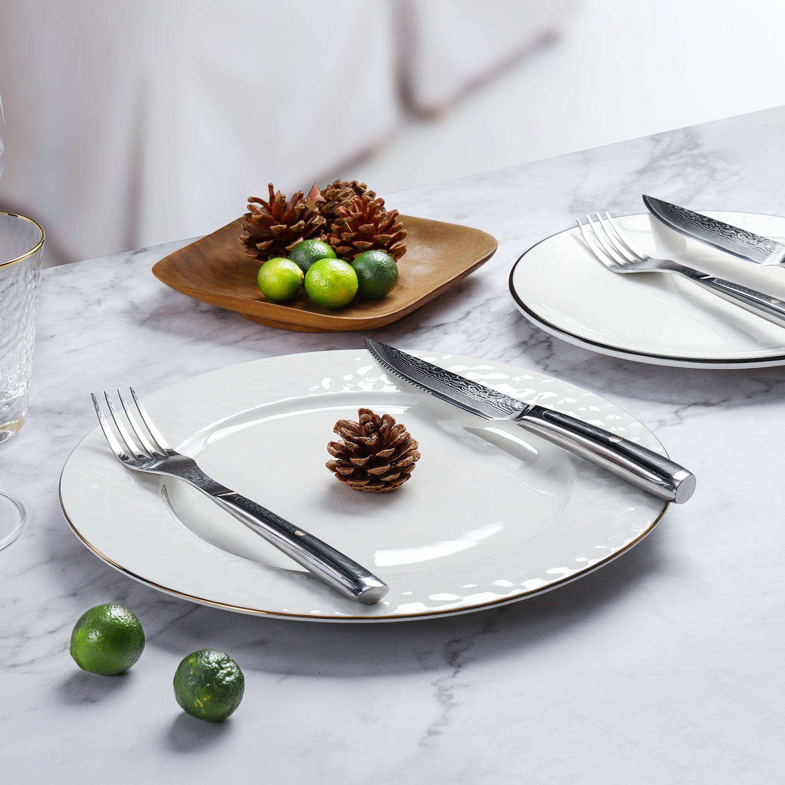 Damascus Cutlery】Sunnecko 4 PCS Damascus Serrated Steak Knife and