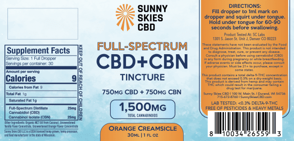 Full Spectrum CBD+CBN Orange Creamsicle Tincture
