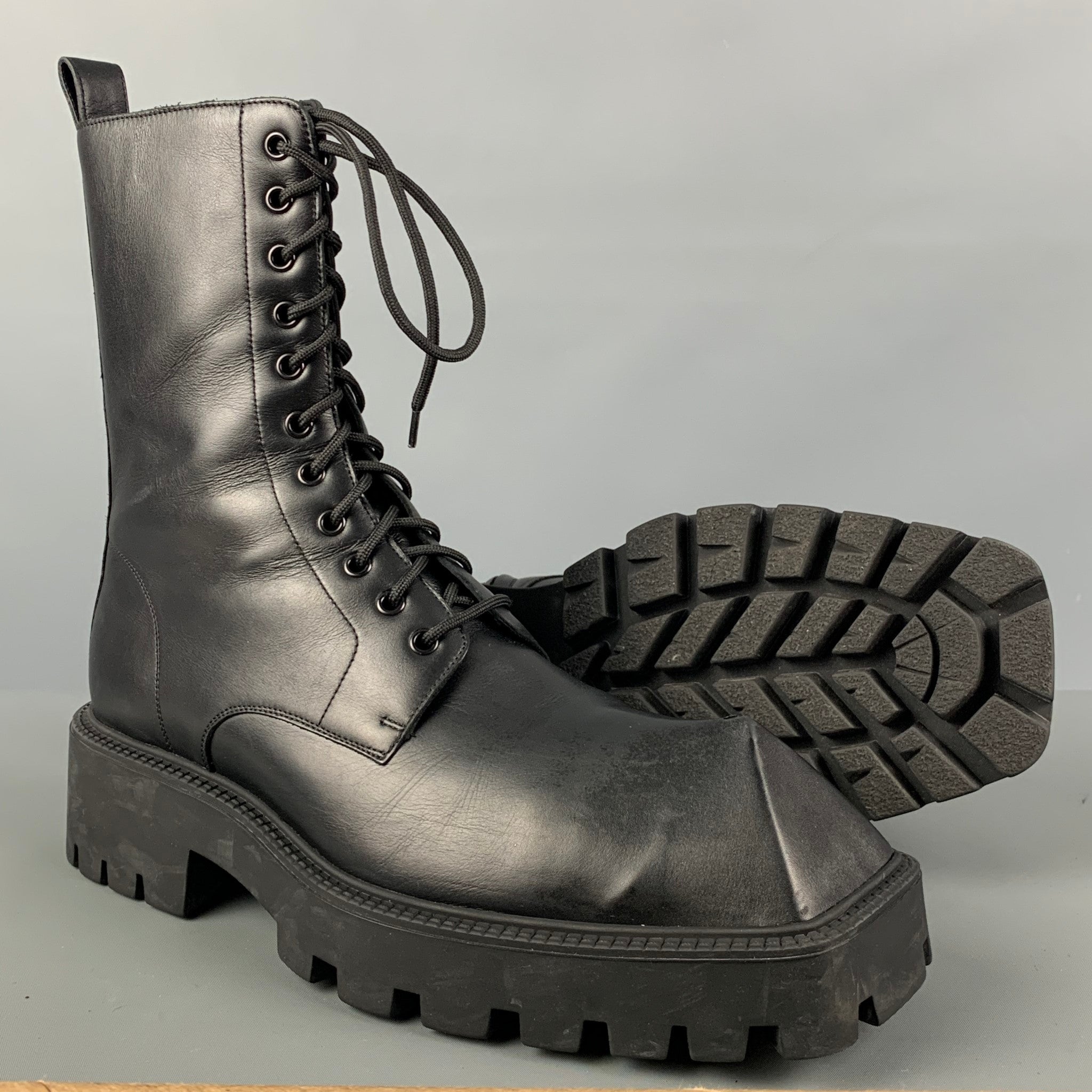 BALENCIAGA Rhino Size 11 Black Lace Up Pyramid Chuncky Boots – Sui