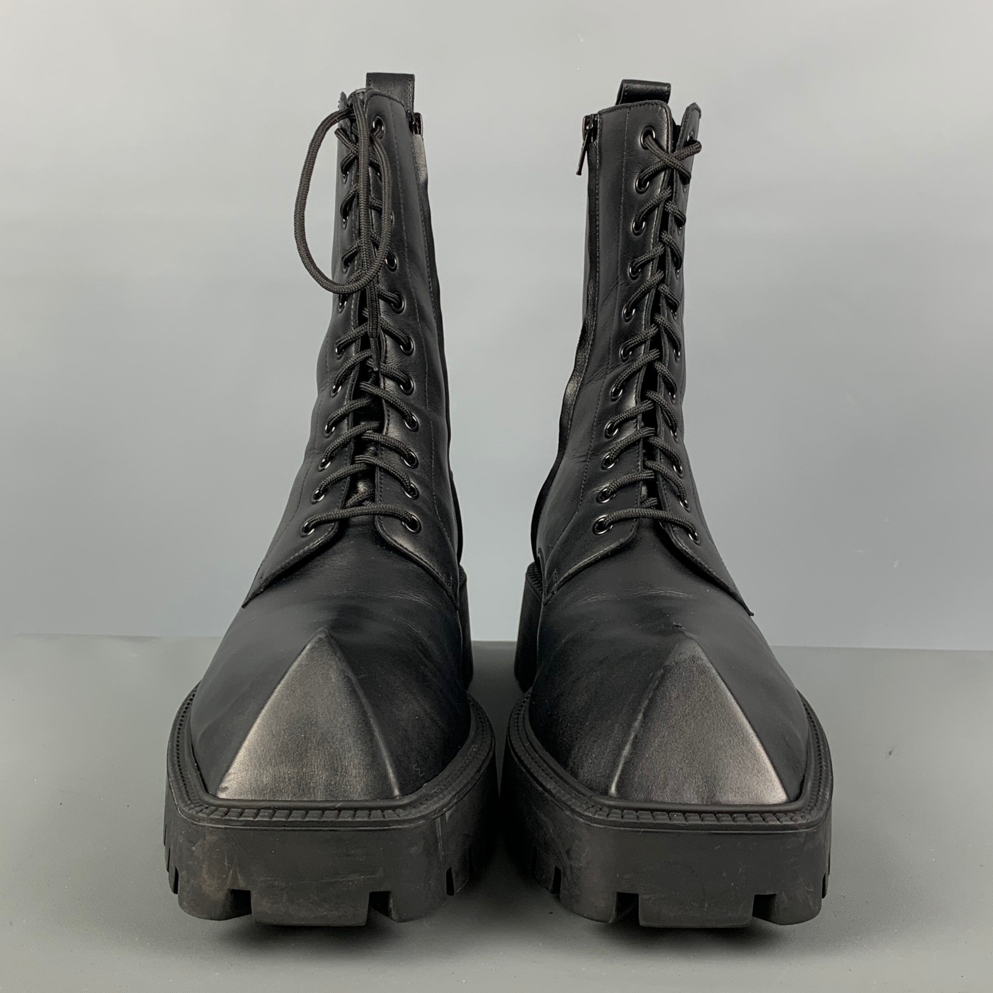 BALENCIAGA Rhino Size 11 Black Lace Up Pyramid Chuncky Boots – Sui
