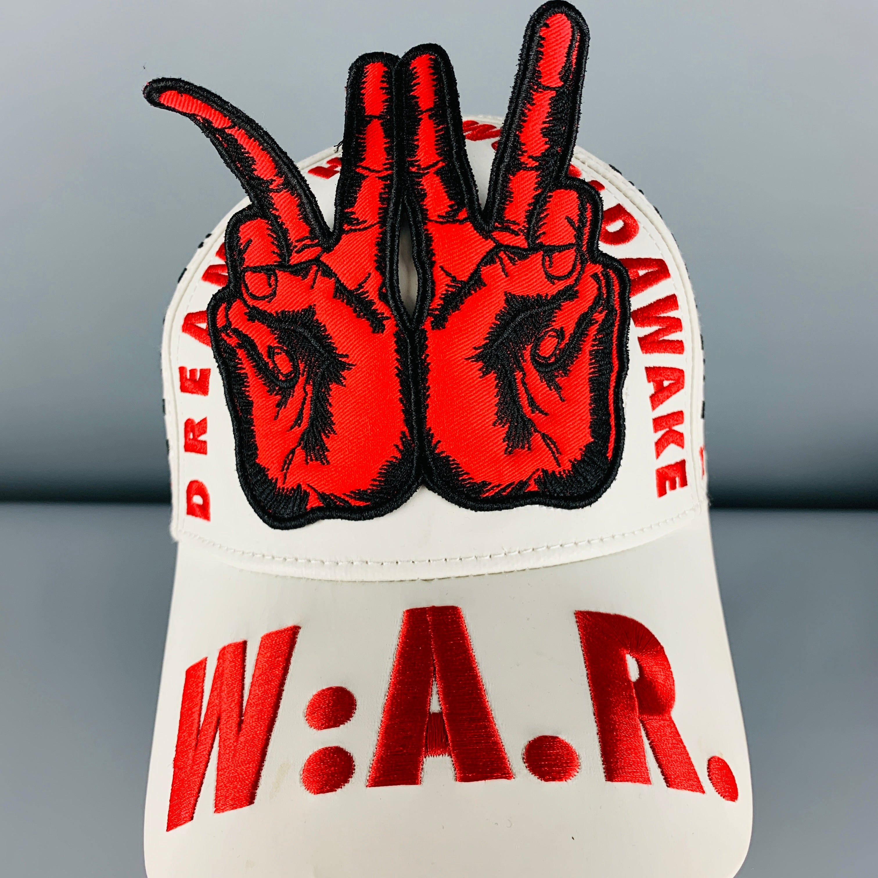 WALTER VAN BEIRENDONCK White Red Embroidered Cotton Blend Coated