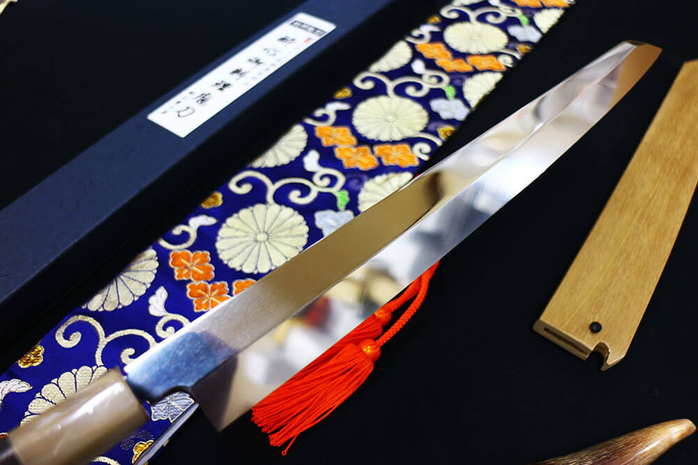 東源正虎？ フグ引き包丁 青鋼 天然砥石で本刃付け済み❗️ 青鋼ふぐ引