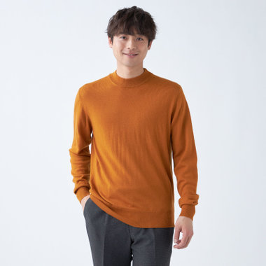 RBC】【秋冬】ウール100%モックネックニットセーター/オレンジ/ZEGNA