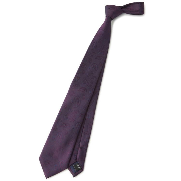 BLACK LINE】シルクブレンドペイズリーネクタイ 7.5cm幅/パープル