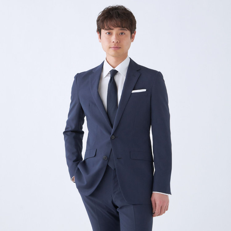 SLIM TAPERED_2】【春夏】2釦シングルスーツ 0タック/ネイビー/4S/※裾