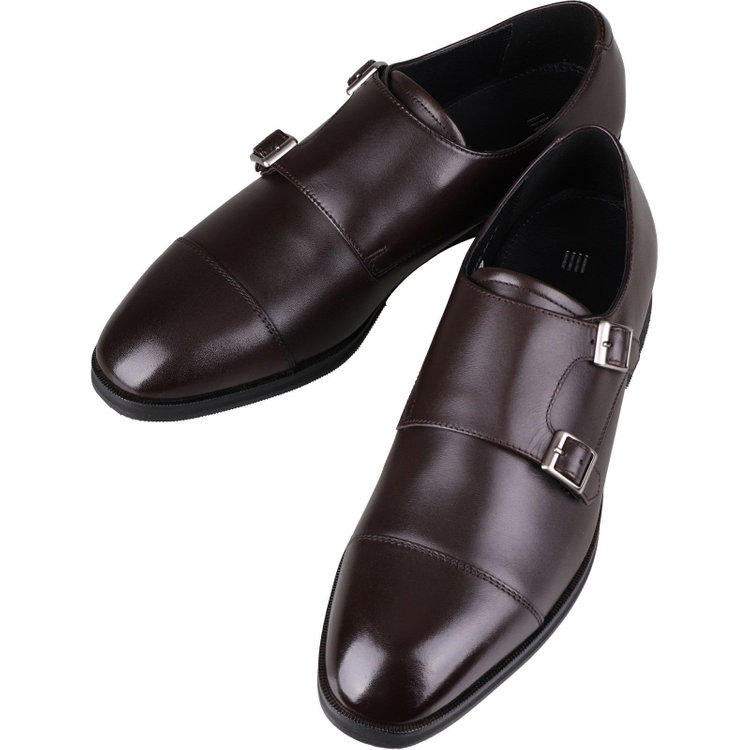 BL】ダブルモンクストラップ ドレスシューズ/ブラウン/牛革(LWG