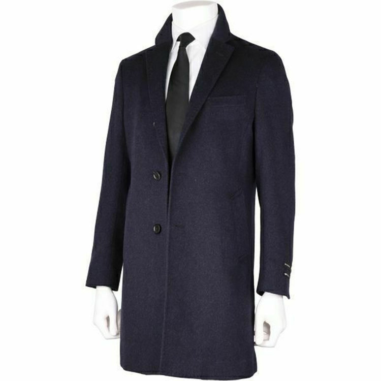 WEB限定/OUTLET】【BL】ウールチェスターコート/ネイビー×ソリッド/NEW