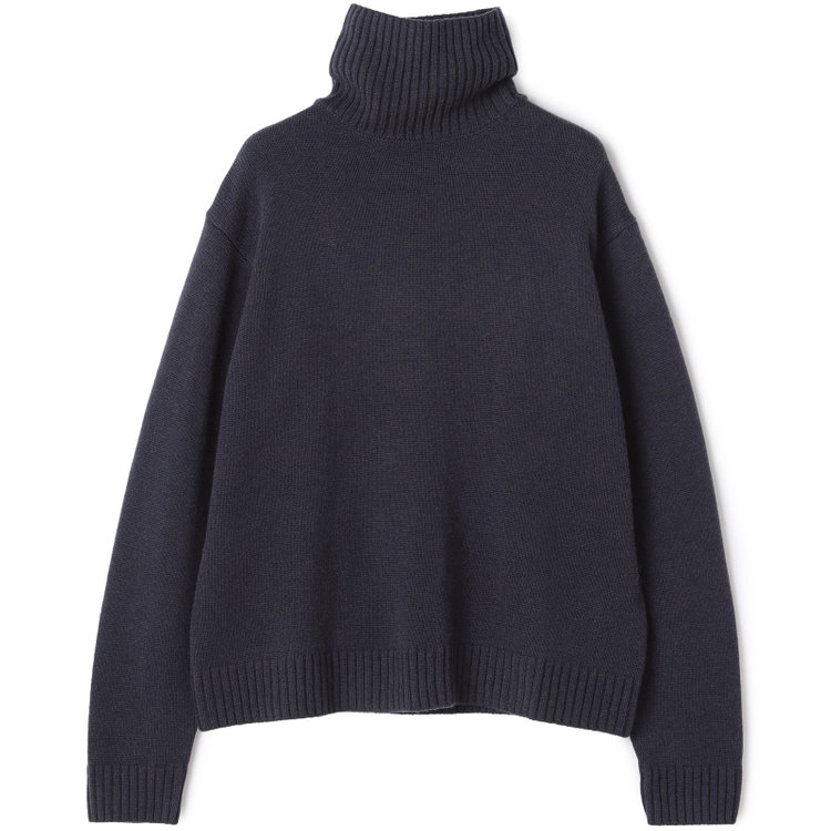 SL】【秋冬】オーバーサイズタートルネック ニットセーター/ネイビー