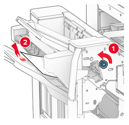 Paper jam in the staple, hole punch finisher | Lexmark CX961
