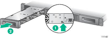 手動解除によるマガジンの解除 | HPE StoreEver 1/8 G2テープオート