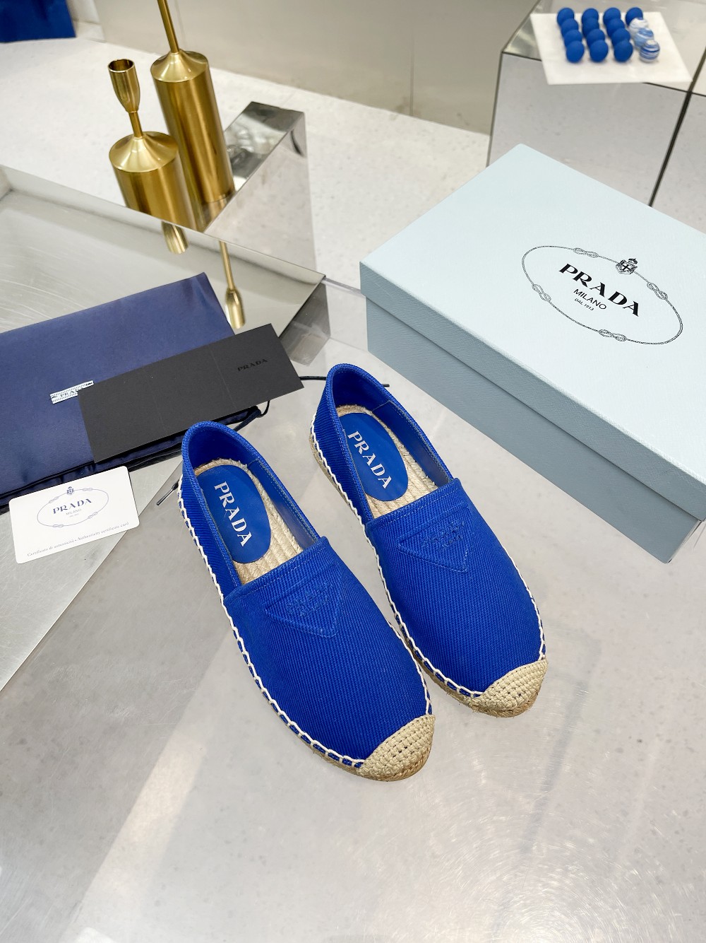 美品] PRADA プラダ デニム フラット エスパドリーユ 【公式通販】