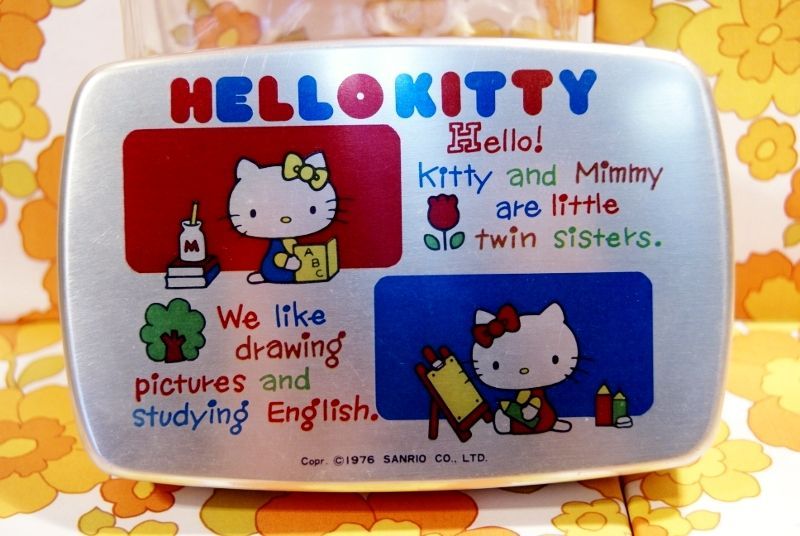 激レア☆サンリオ旧ロゴ1976年ハローキティアルミ弁当箱70年代