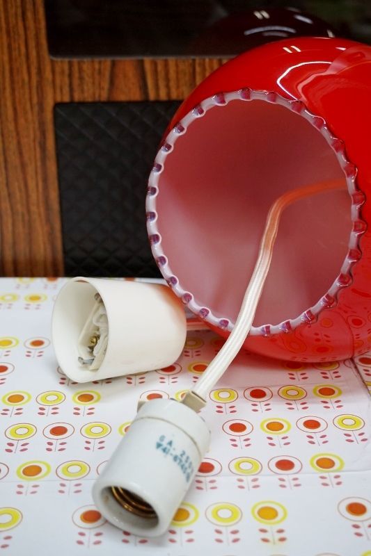 ナショナル 松下電工 白熱灯照明器具 ガラスペンダントライト 赤