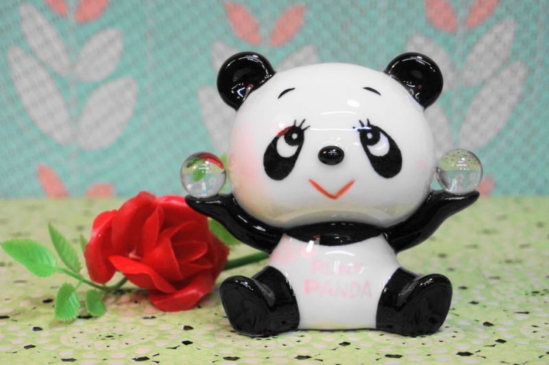 内藤ルネ ルネパンダ貯金箱大 陶器置物 R5