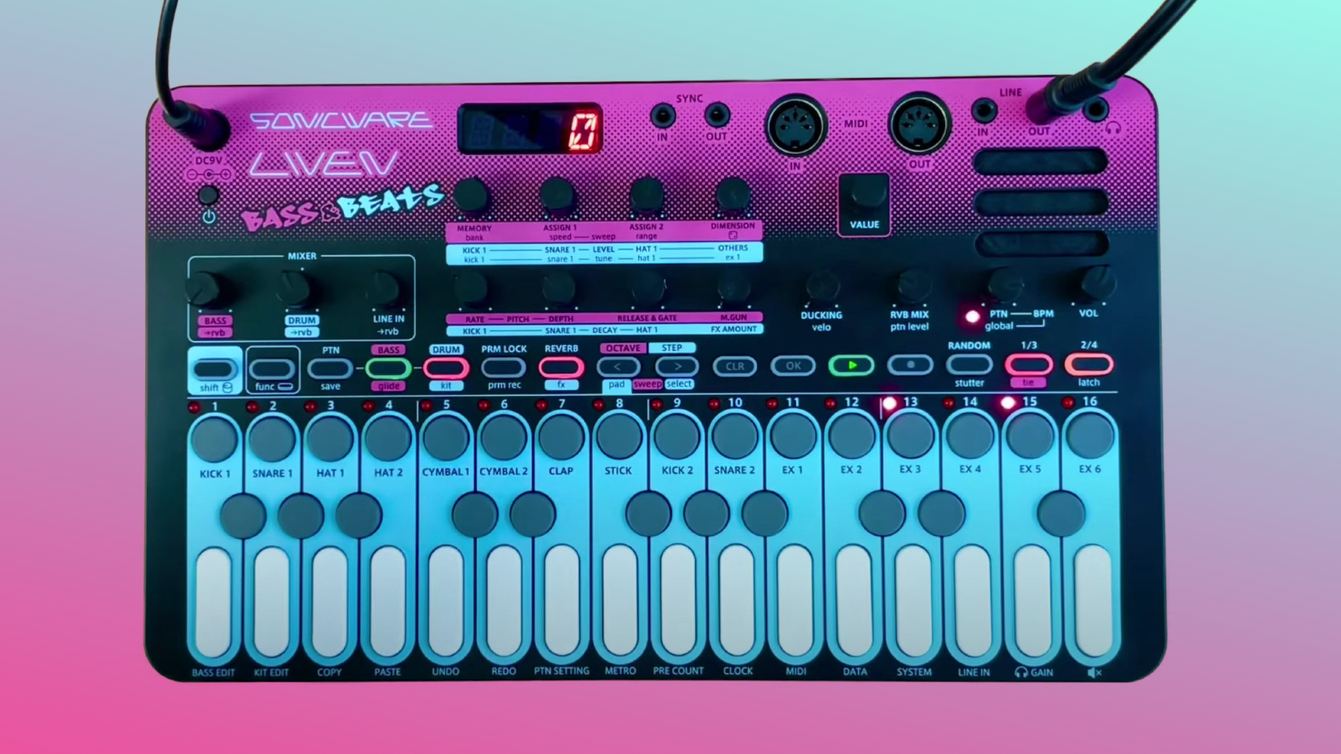 Sonicware Liven Bass&Beats, wavetable bass synth meets rhythm machine
