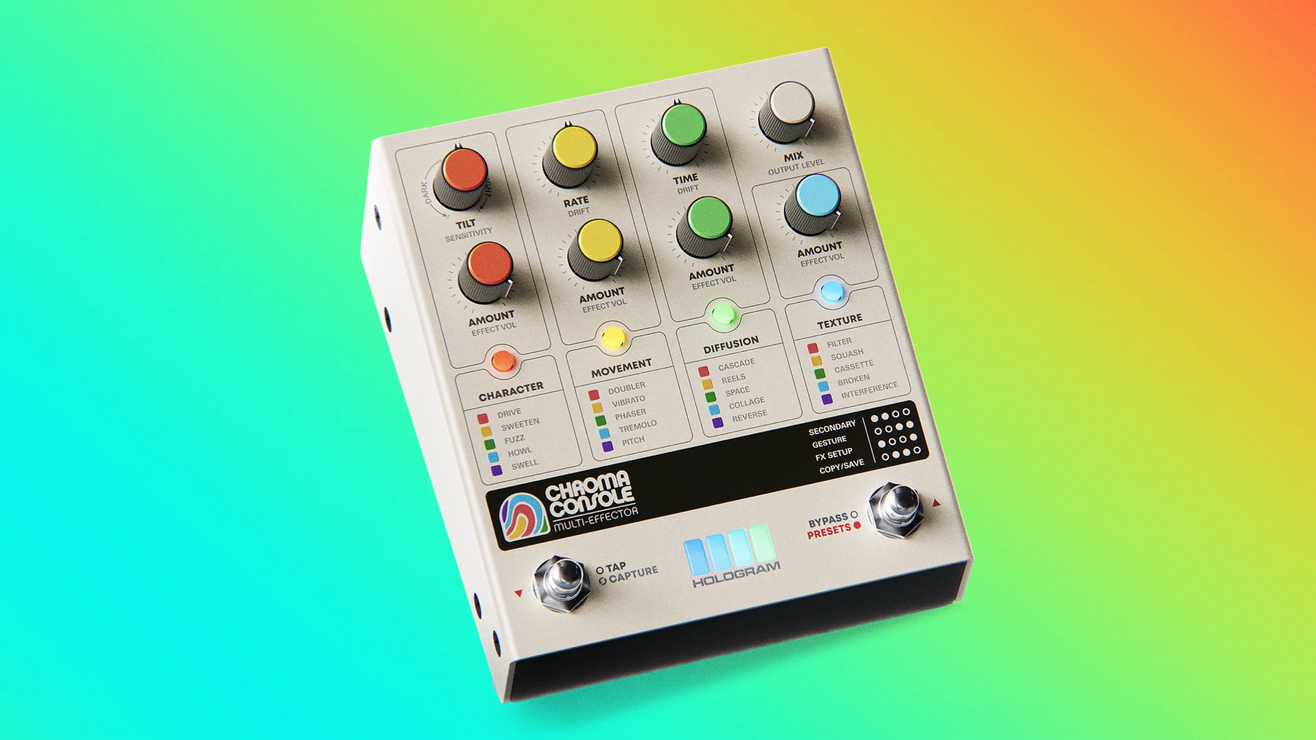 Hologram Chroma Console, a lo-fi multi-FX pedal from the Microcosm